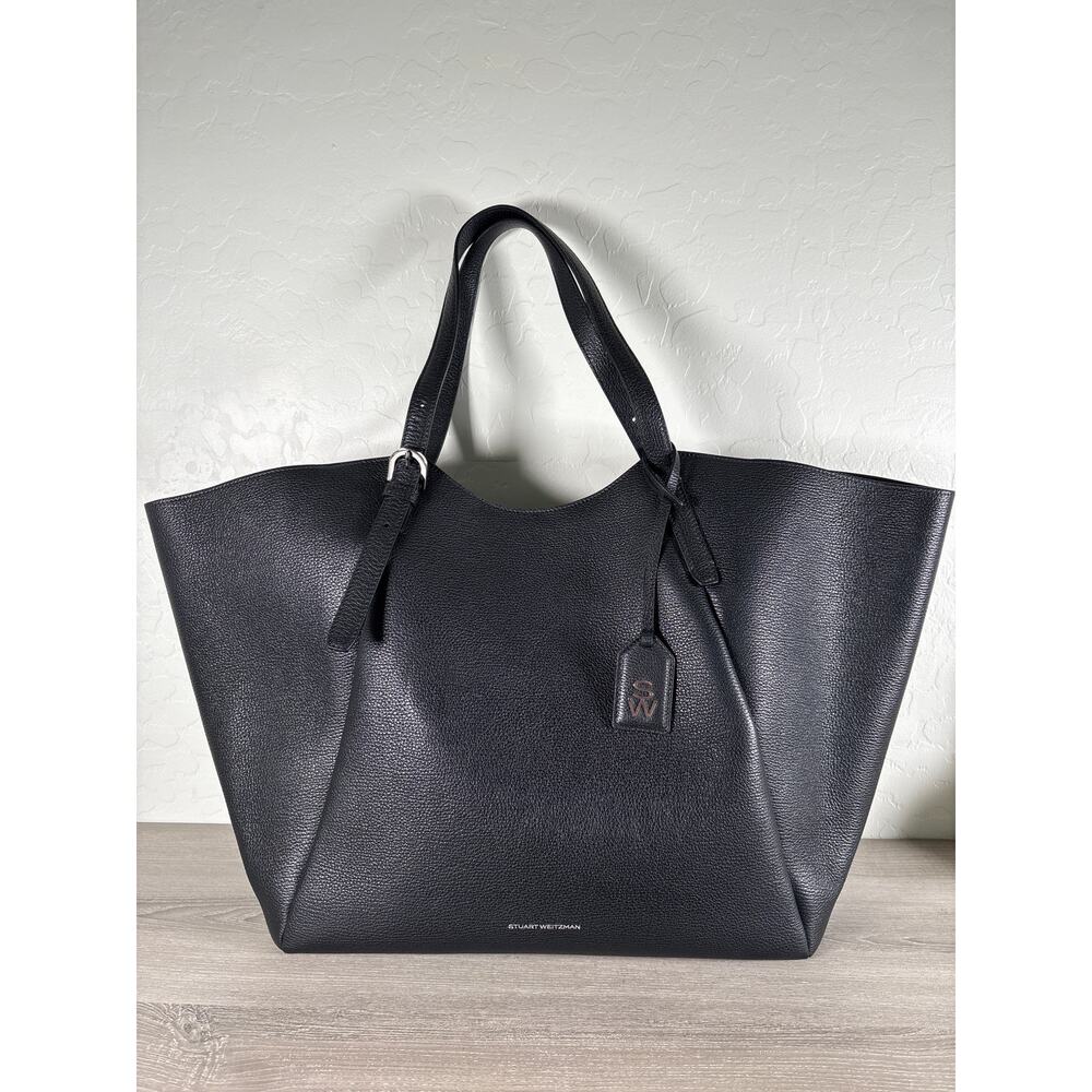 Stuart Weitzman Gogo Leather Large‎ Tote in Black